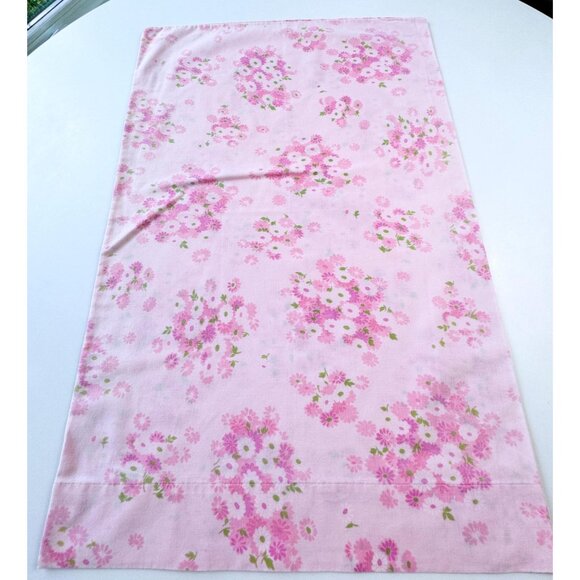 Vintage 70s pillowcase, pink floral bouquet, Pacific Mills USA, single casing - Picture 2 of 9